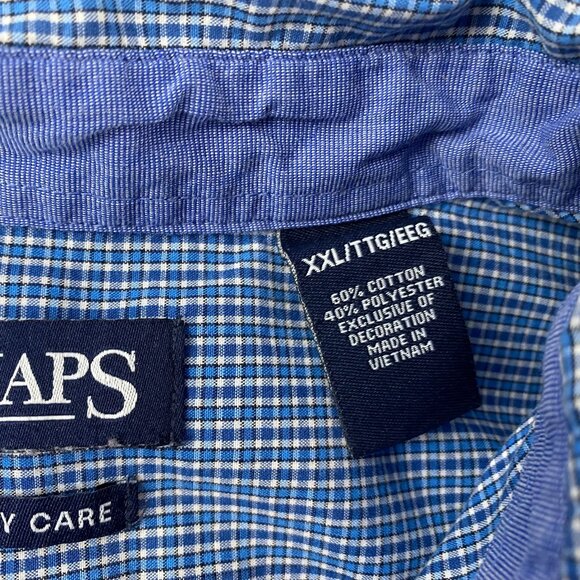 Chaps Mens Shirt XXL Blue Plaid Long Sleeve Button-Up - Picture 5 of 8